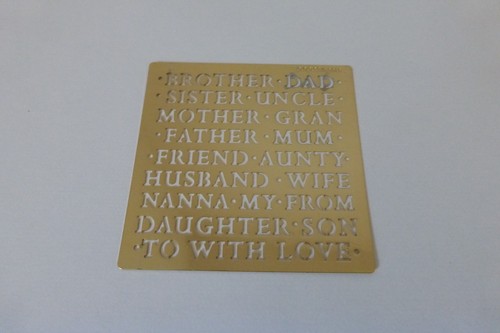 Brass stencil for relations - stencil,