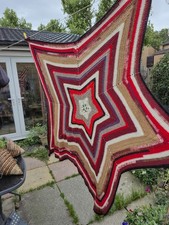 Hamdmade Cosy Crochet Star Blanket Throw Large Size 100% Acrylic. Machine Wash