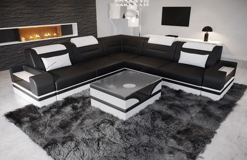 Corner sofa leather couch - ,
