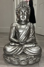 Silver Metallic Seated Buddha