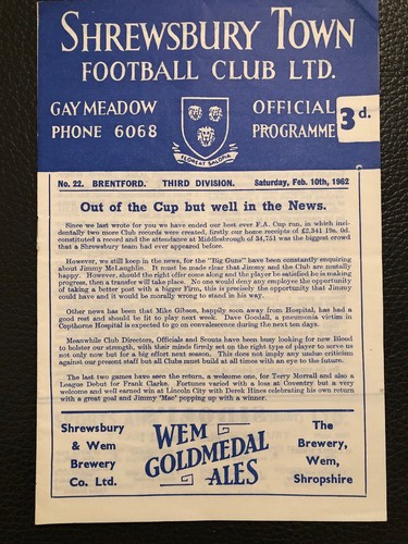 1962 shrewsbury town v - town,
