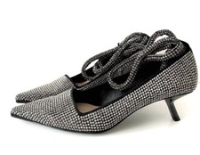 ZARA SPARKLY STUDDED SHOES WITH MID HEEL AND ANKLE STRAP UK 3 EUR 36 US 6 NEW