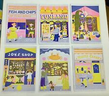 Art Print Seaside Shops Up My Street Retro Neon Graphic Illustration Risograph