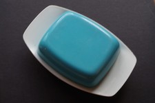 1960's plastic blue & white butter dish great condition. By Kingston Plastics
