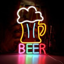 "Beer" with Pint Glass. Neon