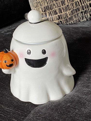 Ghost holding pumpkin cookie - ghost,