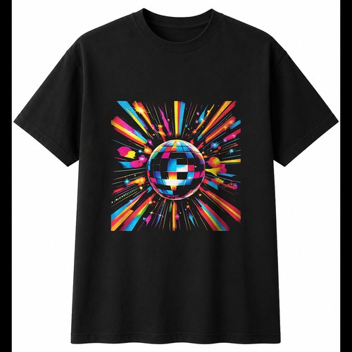 Neon disco ball sunbeams - disco,