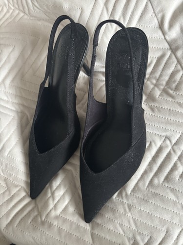 Sling back suede shoes black - sling,
