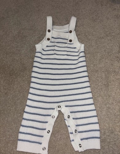 White blue cotton knit - blue, striped