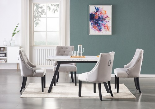 Light grey velvet dining - grey,