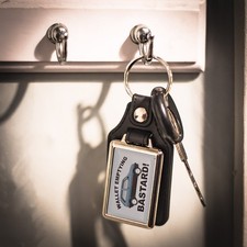 Retro Leather Look Key Ring -