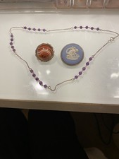 Sterling Silver 925 Jewellery Wedgwood Brooch, Agate Brooch And Amethyst Silver