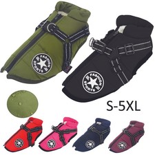 Dog &CatCoat Waterproof With Harness Jacket Raincoat Winter Zip Coats Pet Hole