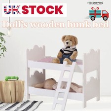 18 Inch Doll Bunk Bed Twins Dolls Wooden Cot Bed with Bedding Bedroom Furniture+