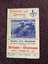 Speedway programme Yarmouth
