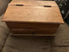 Wooden Box With Inkwell Glass