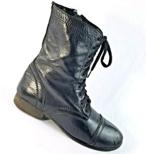 Steve Madden Troopa Boots Black Leather Cap Toe Combat Boots Women's Size 8
