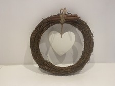 Wreath decoration 30cm dark wicker clay heart cinnamon sticks