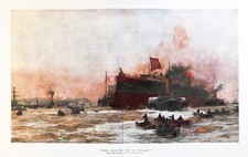 'The Birth of a Titan' by W L Wyllie : Original Antique 1892 Print E12/J