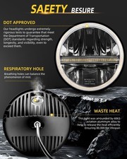 7 Inch Motorcycle LED Headlight Amber Turn Signal White DRL High/Low Beam