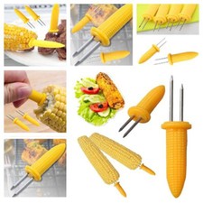 STAINLESS STEEL PINS CORN ON THE COB HOLDERS BBQ PRONGS SKEWERS FORKS PARTY