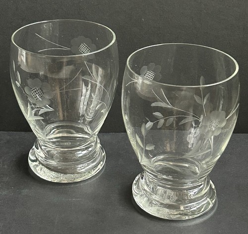 Pair vintage etched floral - vintage,