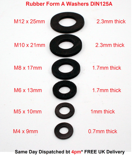 Rubber washers black - a, m3