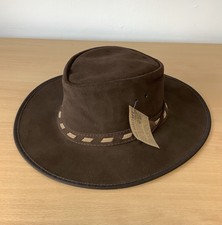 Explorer Genuine Suede Leather Safari Hat With Cord Size Medium New With Tags