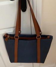 Laura Ashley Navy- Tan Tote