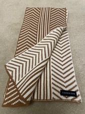 Lands End Ladies Large warm Scarf camel & cream stripes