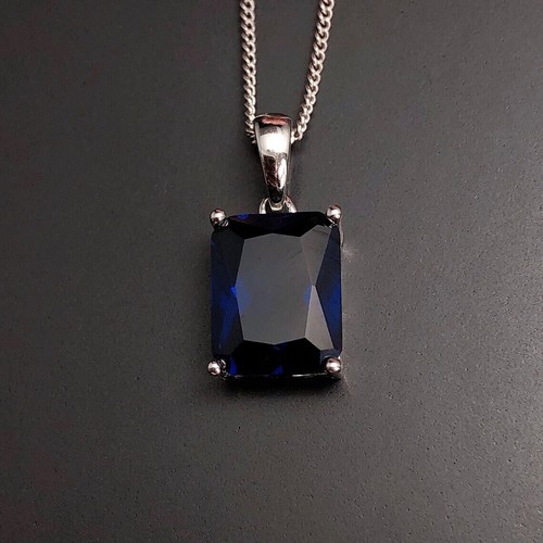 Rectangle sapphire necklace - rectangle,
