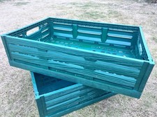 36 Litre Wood Effect Folding Collapsible Plastic Storage Crate Box Stackable 