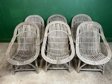 Set Of 6 Vintage Bamboo Rattan Tub Chairs