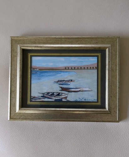 Framed watercolour rowing - framed,