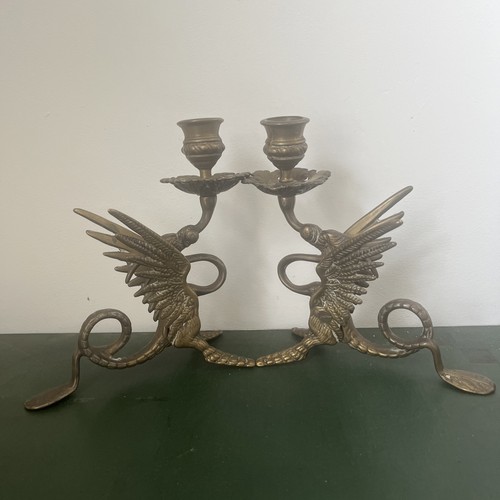 Pair vintage brass griffin - of,