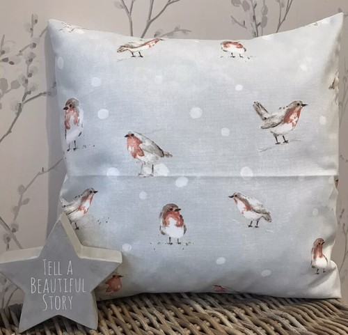 Christmas robins duck egg blue - duck,