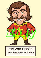 Trevor Hedge Wimbledon Speedway caricature print 6 x 4"