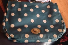 Cath Kidston Matt Saddle Bag Large Polka Dot Green Shoulder Cross Body Turnlock 