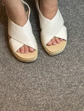 Sandals White Bridal Platform Slingback Slight Wedge UK Size 7 EU 41