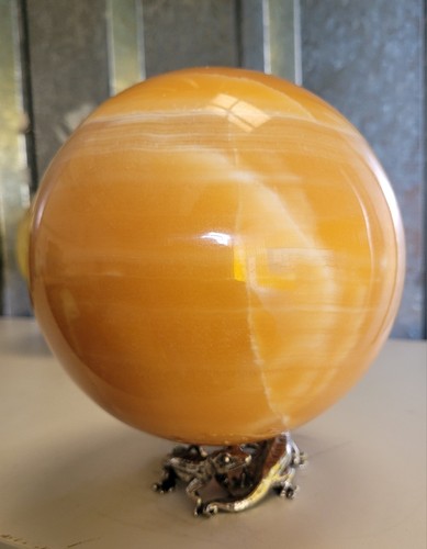 Gigantic mango calcite sphere - calcite,