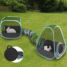 Large Bunny Tunnel Hideout Breathable Rabbit Playpen with Tunnel Cube Tent,Po...