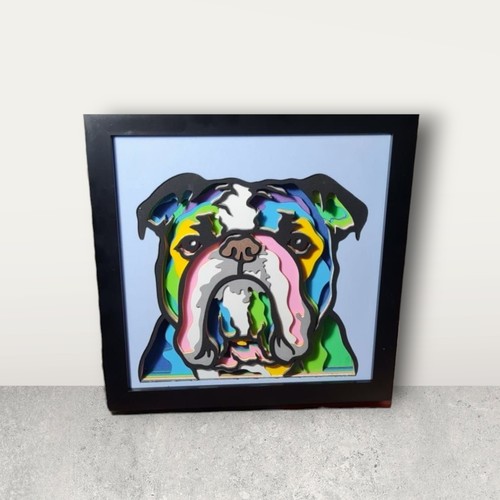 British bulldog dog wall - dog, 3d