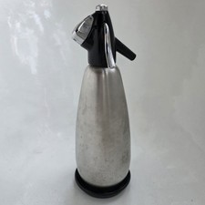 Vintage - BOC - Stainless Steel -  Soda Syphon Dispenser Bottle - Saucer Stand