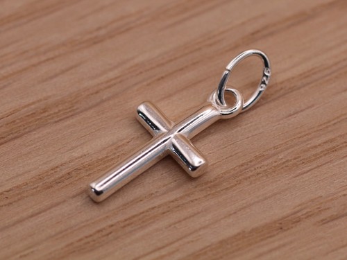Sterling silver cross charm - silver,