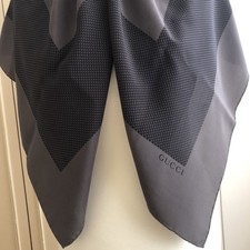 Vintage Gucci Silk Scarf Dark Grey & Black Superb Condition Rare 
