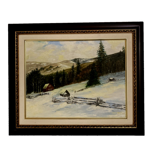 Framed snow landscape scene