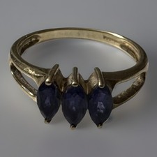 STUNNING GEMS TV 9ct Yellow Gold 375 Iolite Gemstone Ring Size N 1/2 Hallmarked