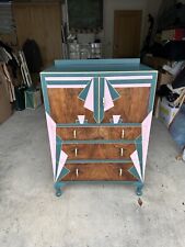 Art Deco Wood Grain Drinks/Bar Cabinet with Three Drawers