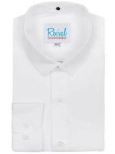 White Collarless Grandad Shirt with Detachable Bankers Collar