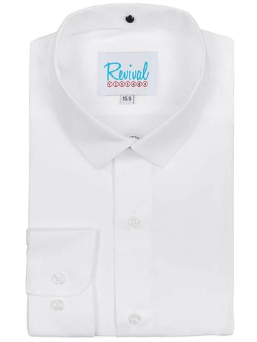 White collarless grandad shirt - white,